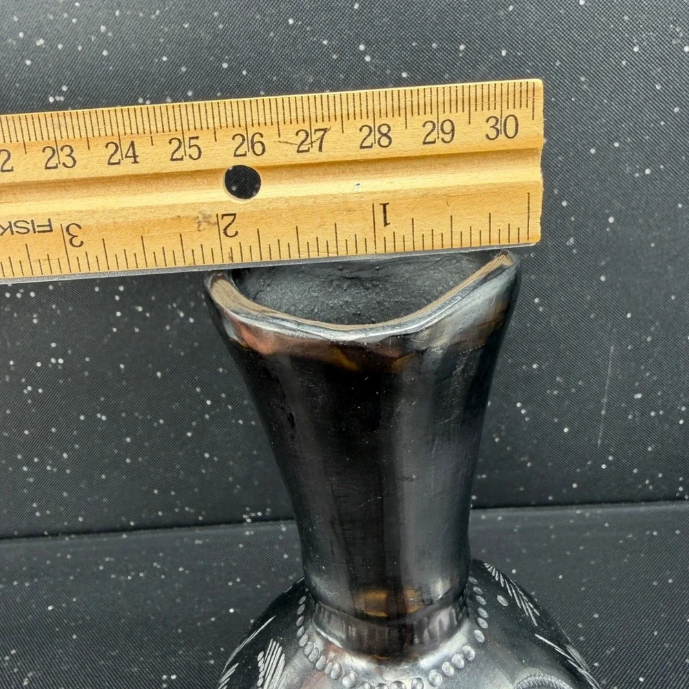 Dona Rosa Barro Negro Black Clay Fish Vase Oaxacan Mexican Folk Art 7in Vintage
